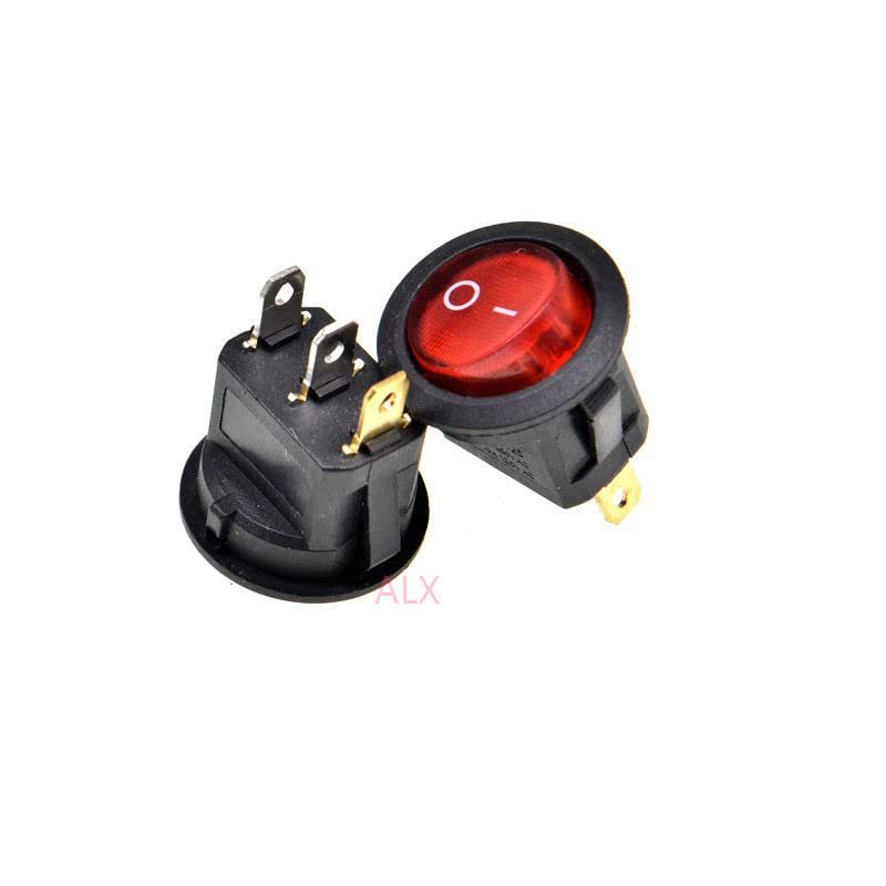 PGMTDEFXJO 5PCS AC 3PIN RED with Light Push Button Rocker Switch ON/Off Power switches 6A/250V 10A/125V for car Water Dispenser 3 pin