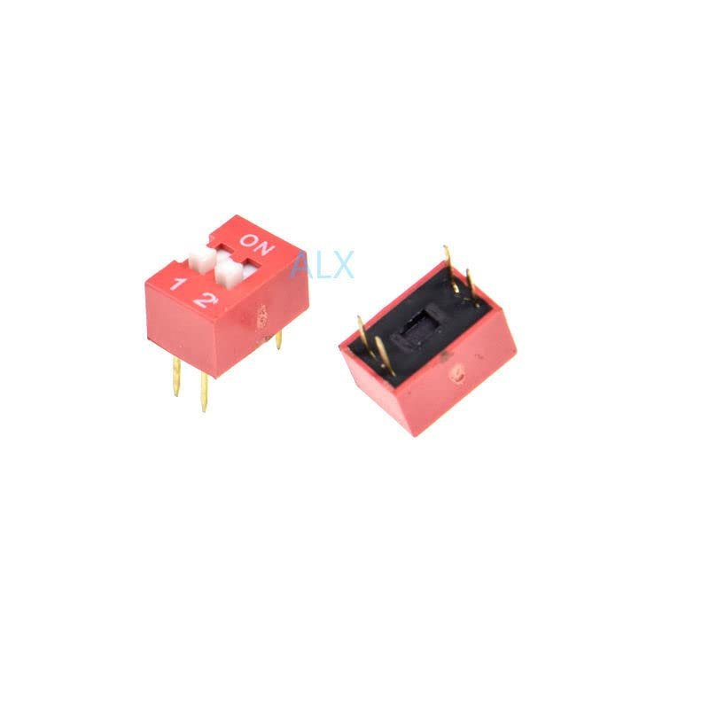 PGMTDEFXJO 10PCS red 2p dip 2 Position Toggle Switch doule Row 2PIN Pitch 2.54MM Slide Switches 2 PIN