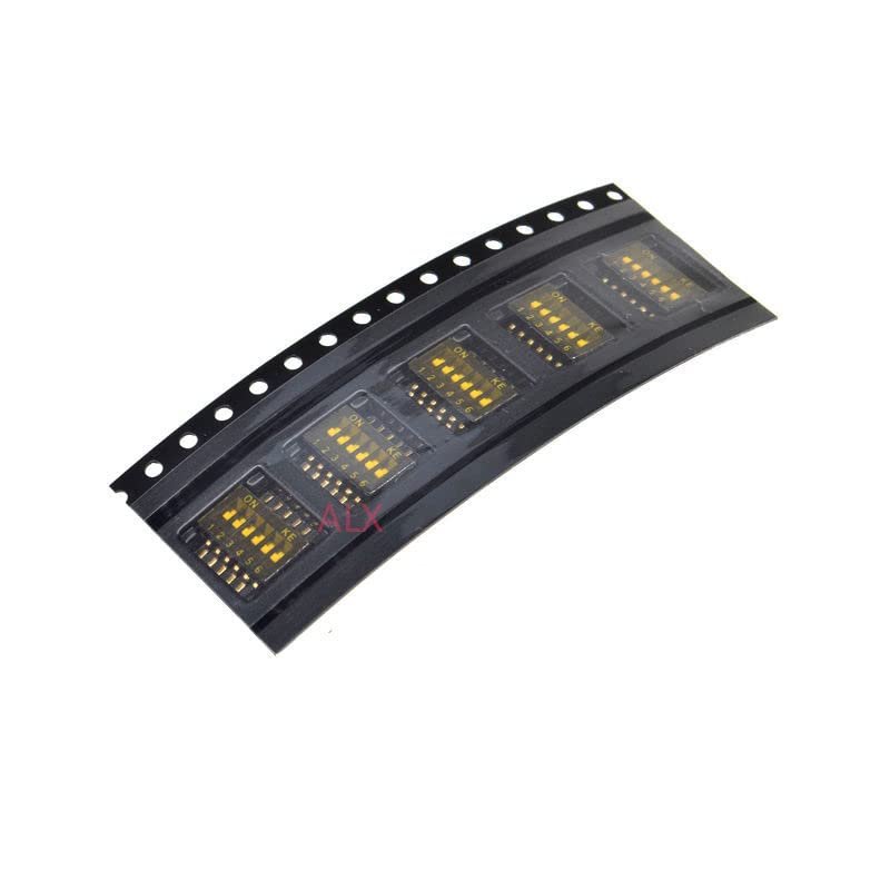 PGMTDEFXJO 5PCS Gold Plated SMD SMT 6P 6-BIT Toggle Switch doule Row 6PIN Pitch 1.27MM 6 PIN Slide Switches 6 Position 12 PIN 6-Way