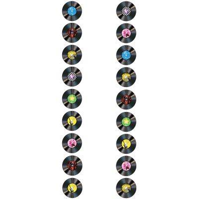 18 Pcs Records Banners Music Record Hanging Swirl 1950's Party Garland Kit Colorful Records Paper Cutouts for 50s 70s 90s Theme Birthday Baby Shower Party Favor Indoor Home Office Decor