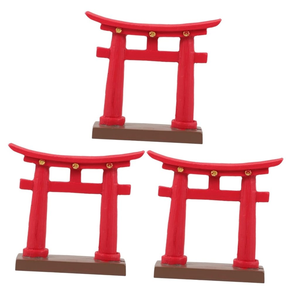 PRETYZOOM 3pcs Japanese Zen Garden Miniature Gate Micro Landscape Decor Home Garden Decoration