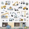 decalmile Construction Vehicles Wall Stickers Trucks Tractor Excavator Crane Wall Decals Nursery Boys Bedroom Playroom Wall Decor view 1