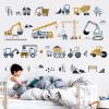 decalmile Construction Vehicles Wall Stickers Trucks Tractor Excavator Crane Wall Decals Nursery Boys Bedroom Playroom Wall Decor view 2