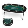 LUCKYERMORE Premium Foldable Poker Table for 8 Players, Portable Texas Blackjack Holdem Table with Stainless Steel Cup Holders, Folding Casino Leisure Card Board Game Table, Green Felt Surface view 1