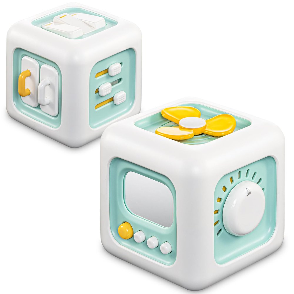 SOCBTNSO Busy Cube Toy, Sensory Toys for Toddlers 1-3, Baby Car Seat Toys 12-18 Months, Toddler Airplane Travel Toys Age 1-2, Learning Fine Motor Skills, 1st Birthday Gifts