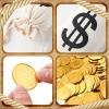 Bulyoou 200 Pcs Fake Gold Coins and 12 Pcs Canvas Money Bags with Drawstring Pirate Treasure Hunt Prop Money Coins Gold Coin Toy for Halloween Pirate Adventure Party Birthday Decorations view 3
