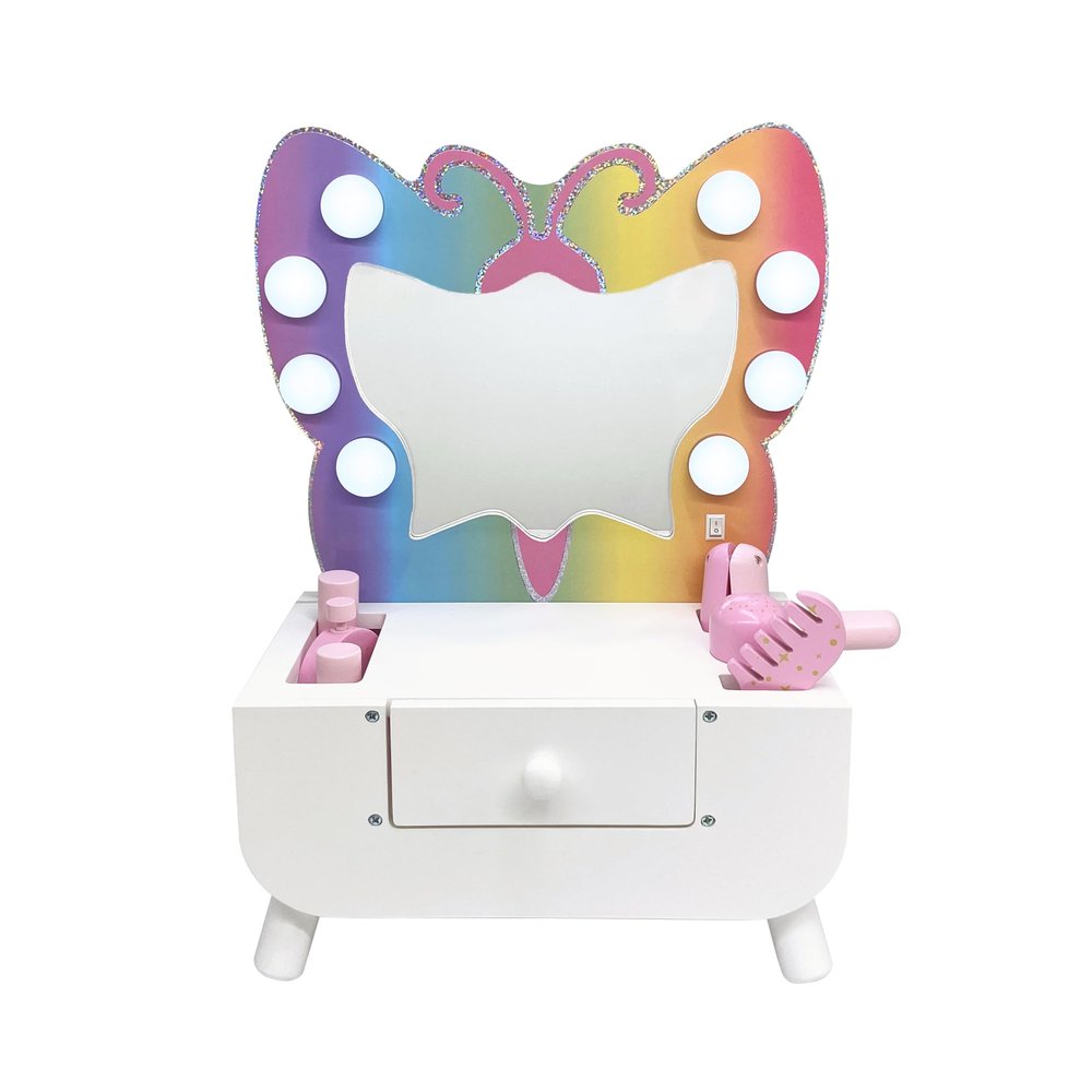 Teamson Kids - Butterfly Tabletop Vanity with Light