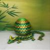 Crystal Dragon with Dragon Egg, Articulated Green and Yellow Crystal Dragon 3D Printed Dragon, Fidget Autism ADHD Toy - D026 view 1