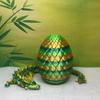 Crystal Dragon with Dragon Egg, Articulated Green and Yellow Crystal Dragon 3D Printed Dragon, Fidget Autism ADHD Toy - D026 view 4