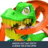 Hot Wheels Toy Car Track Set, City T-Rex Blaze Battle Playset & 1:64 Scale Die-Cast Vehicle, 18 Tall, Multiple Race Outcomes, Spinning Dinosaur Eyes view 3