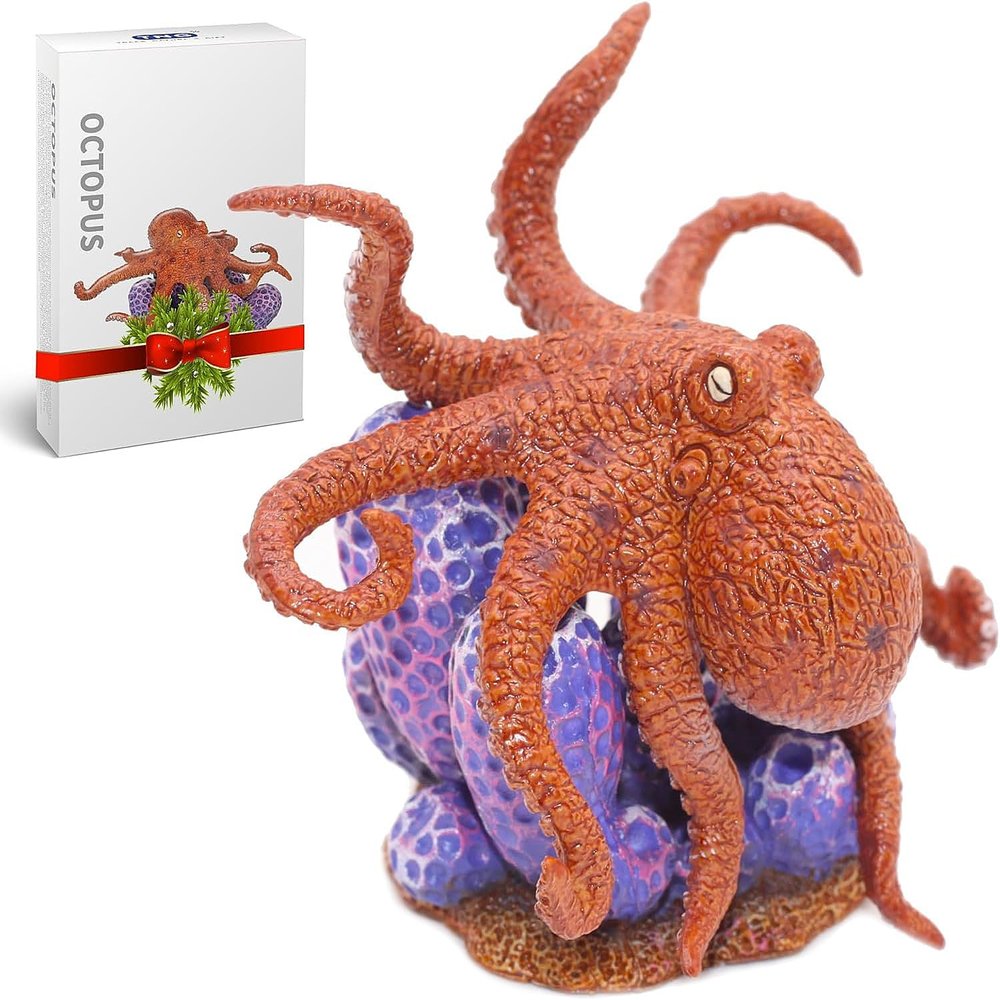 Gemini&Genius Octopus Toys for Kids, Realistic Octopus Action Figure, Marine Animal Figurine Toy, Under The Sea Life Figure Educational Gift, Display and Play Toy, Collection Toys for Kids
