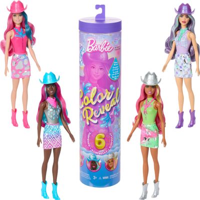 Barbie Color Reveal Fashion Doll & Accessories with 6 Surprises, Disco Star Series with Metallic Shine & Color-Change Bodice (Styles May Vary)