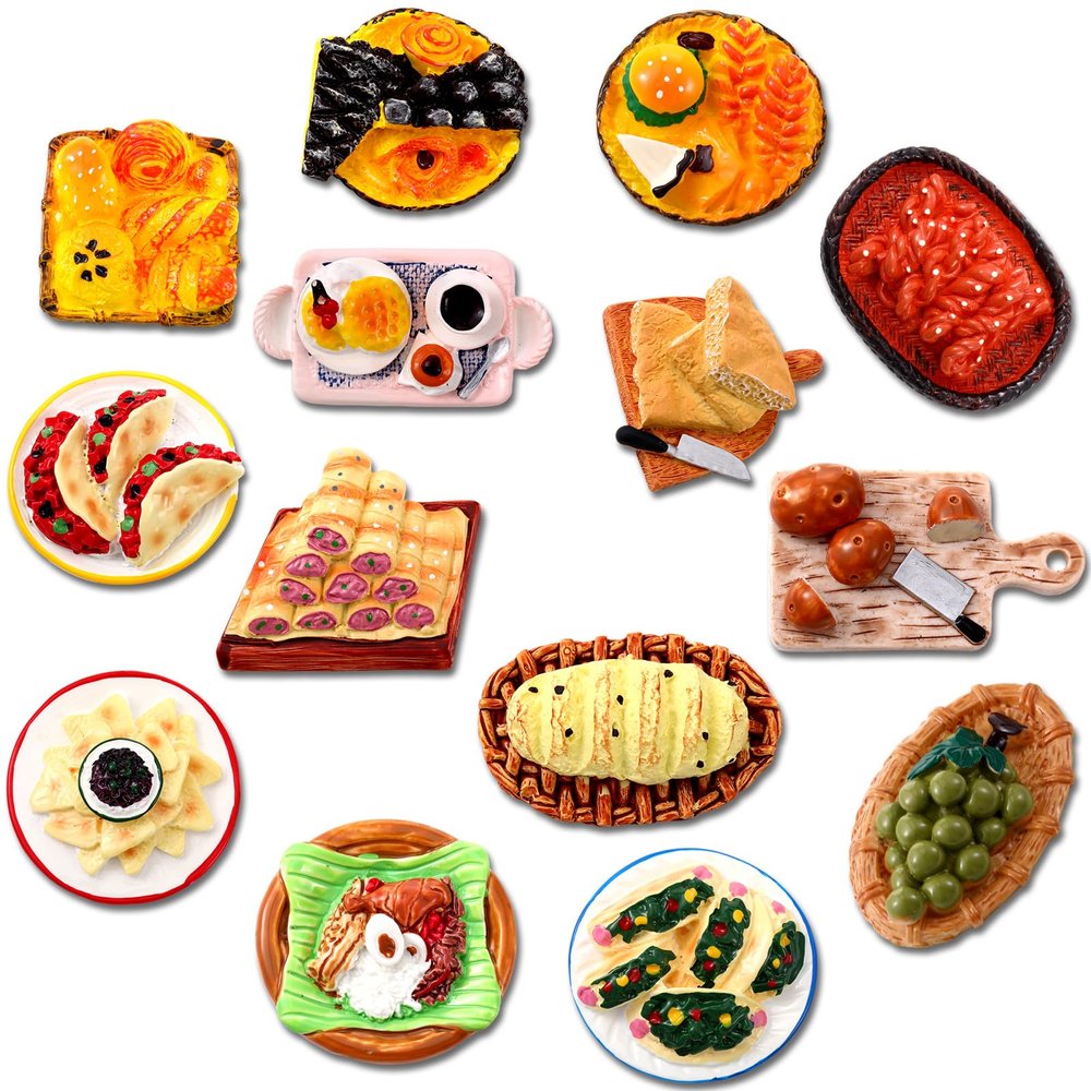 14 Pcs Mexican Miniature Food Set Fiesta Dia De Los Muertos Ofrendas Mexican Food Day of The Dead Offerings for Dollhouse Kitchen Cooking Game Party