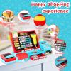 VOPOGLNE Cash Register Playset Toy for Kids, Real Calculator Register, Pretend Play Store with Music, Scanner, Play Money, Food, Preschool Learning Toy Playset Gift (Blue Red) view 3