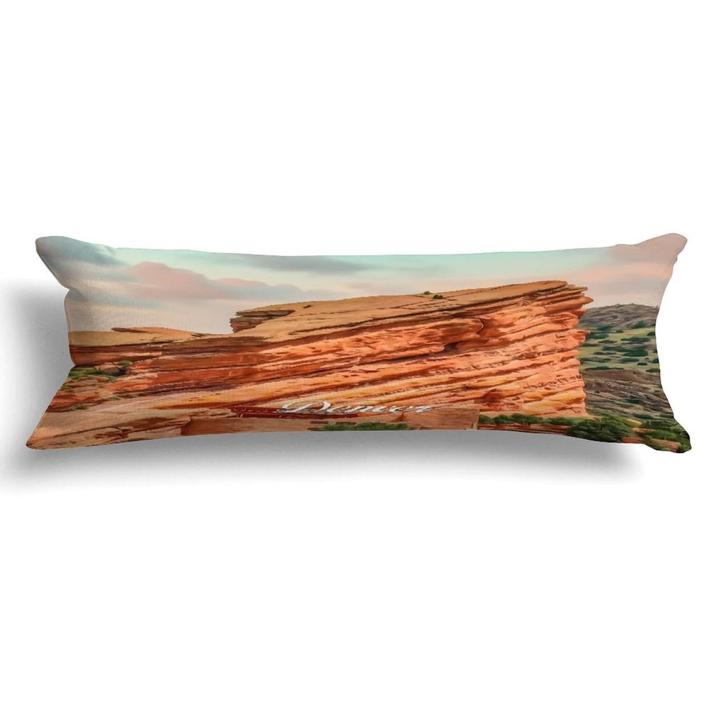 Denver Cotton Body Pillow for Side Sleeper Denver City View Body Pillow for Pregnant Women Long Pillow Case with Zipper Pillow Case Bedroom Decor 20x59in