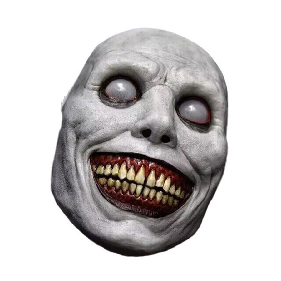 5 PCS Horror Halloween Mask Smiling Devil Horror Mask Horror Horror White Mask Role Playing Mask With Eyes (White)