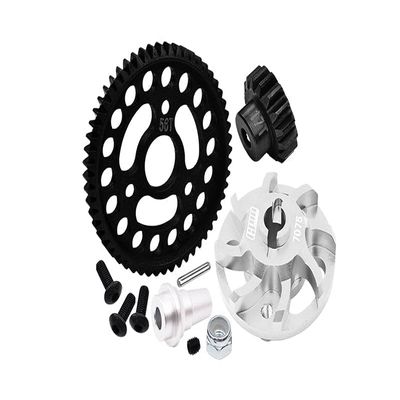 GPM Aluminum 7075 Alloy Spur Gear Adapter with Steel 32 Pitch 56T Spur Gear & 17T Motor Gear for Traxxas 1/10 SLASH 4X4 LCG-68086-21 Upgrades - Silver