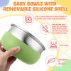 Nuogo 4 Pcs 304 Stainless Steel Baby Bowls with Removable Silicone Shell Toddler Bowls Kids Anti Scald Snack Container for Food Feeding, Dishwasher Safe (Classic Color) view 2