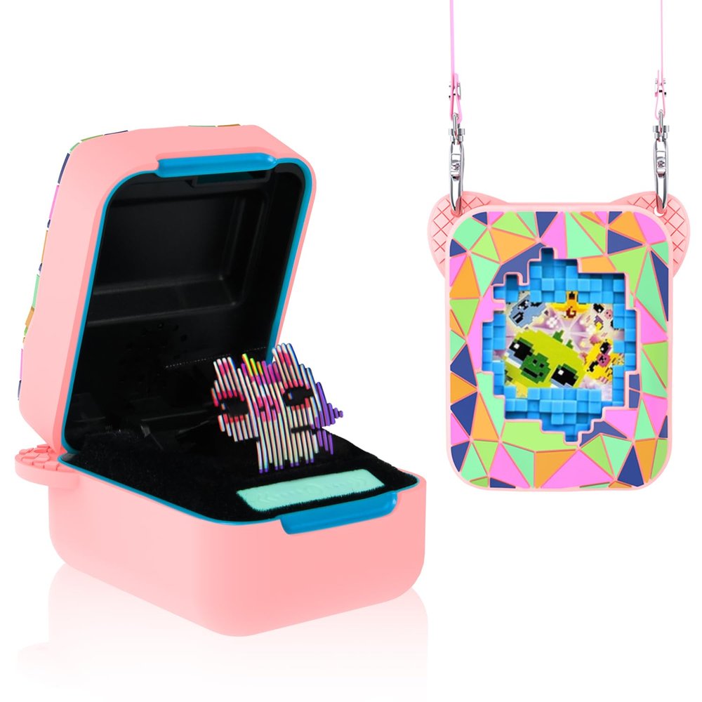 FIOPAZ Silicone Case for Bitzee Magicals Digital Pet, Skin Sleeve for Bitzee Magicals Interactive Digital Pet Protective for Girls & Boys with Lanyard (Pink)