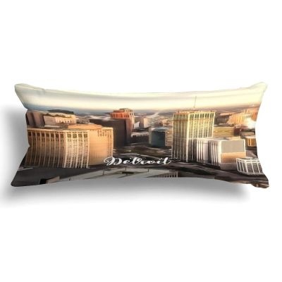 Detroit Cotton Body Pillow for Side Sleeper Detroit City Skyline Landscape Body Pillow for Pregnant Women Long Pillow Case with Zipper Pillow Case Bedroom Decor 20x54in