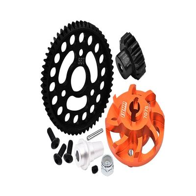 Aluminum 7075 Alloy Spur Gear Adapter with Steel 32 Pitch 56T Spur Gear & 16T Motor Gear for Traxxas 1/10 Slash 4X4 LCG-68086-21 Upgrades - Orange