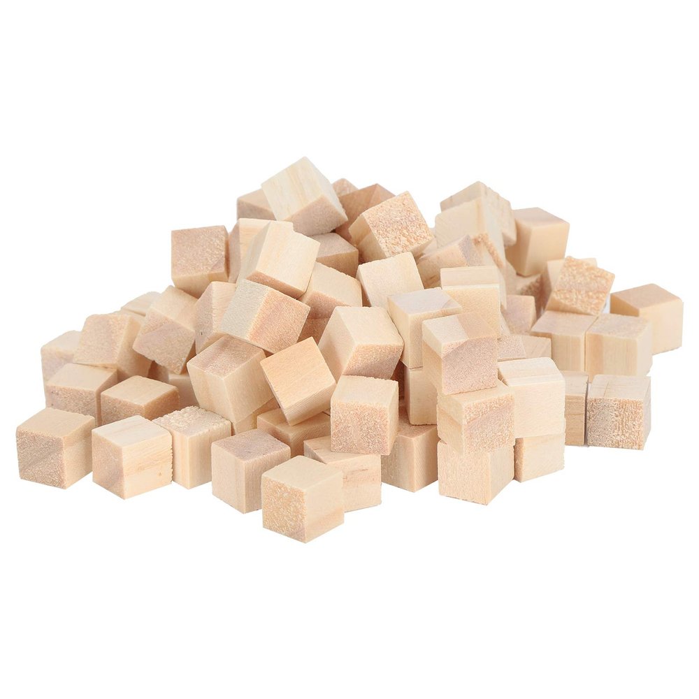 Wooden Cubes, Lightweight Wood Blocks for Letter Blocks, 1x1x1cm, Natural Wood Color, 100 Pieces