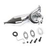 FLMLF CNC Metal Clamp Exhaust Tuned Pipe of 23CC-36CC Engine for 1/5 HPI ROFUN BAHA King Motor ROVAN BAJA SS 5B 5T 5SC Rc Parts (Silver) view 1
