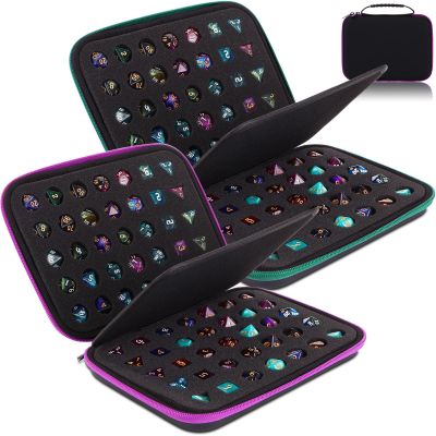 Aoriher 2 Pcs Dice Case with Handle Large Capacity Dice Holder and Display Storage Box with Removable Slotted Tray for 70, Ideal Organizer for Rpg and Dnd Table Games(Green, Purple)