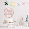PALASASA Happy Birthday Cake Topper,Round leaves Glitter Happy Birthday Cake Decorations,Anniversary/Boy Girl Birthday Party Decoration Supplies (Rose gold) view 3