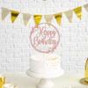 PALASASA Happy Birthday Cake Topper,Round leaves Glitter Happy Birthday Cake Decorations,Anniversary/Boy Girl Birthday Party Decoration Supplies (Rose gold) view 4