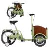 JIYIAN Adult/Childrentrike,Cargo Bike Kids 3 Wheels Tricycle Front Wooden Box for Toy/Pet Three Wheel Bikes Bicycle,Green view 1