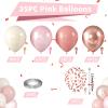 Dusty Pink Blush Balloons, Retro Boho Pink Balloons Cream White Balloon Pearl Light Rose and Metallic Rose Gold Confetti Balloon for Girls Baby Shower Woman Birthday Wedding Party Decorations view 2