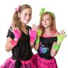 Bememo 24 Pcs Neon Wristbands for Kids End of The Year Student Gifts Bulk Tennis Wrist Sweatbands 80s Neon Youth Basketball Wrist Bands for Boys Girls 90s Glow Party School Supplies(Stylish Colors) view 3