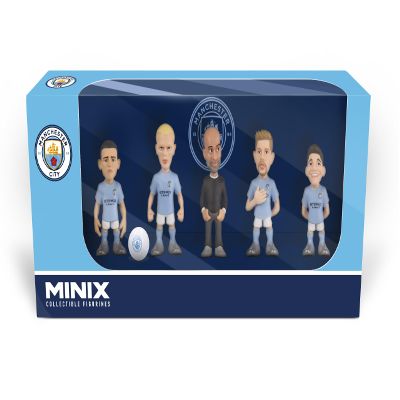 MINIX COLLECTIBLE FIGURINES 5-Pack of Manchester City Stars (7cm) Haaland, De Bruyne, Foden, lvarez & Pep Guardiola Official Licensed Mini Football Figures for Fans & Collectors