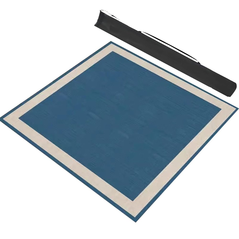 mahjong game set, Blue Square Mahjong Table Mat, Anti Slip Noise Reduction Mahjong Table Pad for Mahjong Poker Card Games, with Carrying Bag (Color : Blue-1, Size : 39.4x39.4inch/100x100cm)(Blue-1,23.