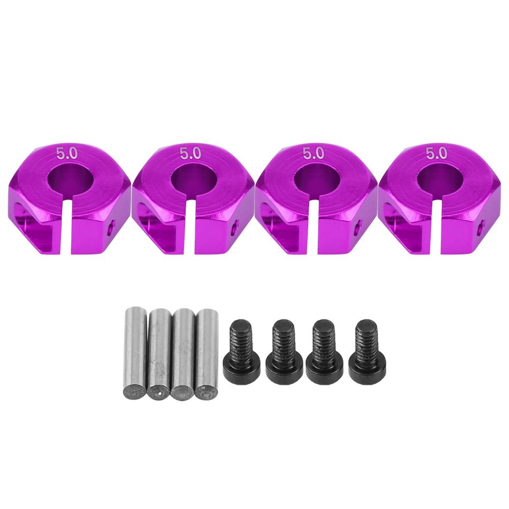 Lybunair 12mm Wheel Hex Hub Adapters Fit for 1/10 Scale RC Vehicles Cars (Blue Purple Gold Red) (5.0MM Purple)