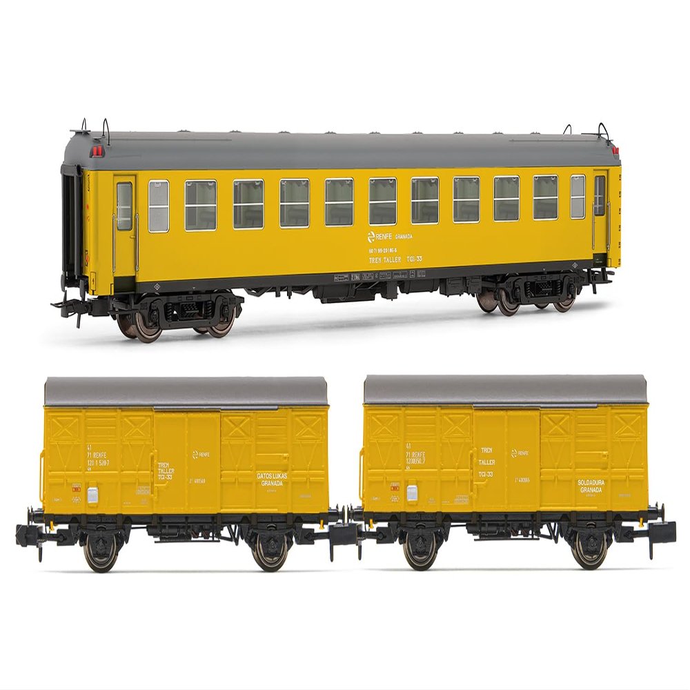Arnold HN4456 RENFE, 3-Unit Set, Tren Taller Granada, Type 5000 + 2 x J2 Wagons, Yellow Livery, ep. V Rolling Stock - Coaches