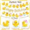 3PCS Duck Happy Birthday Banners Rubber Duck Birthday Party Supplies Duck Birthday Hanging Banners Duck Birthday Party Decorations for Little Yellow Duck Baby Shower Supplies view 3