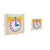 Clock Kids Toy Teaching Aid,Homeschool Supplies,Motor Skill Time Learning Teaching Clock for Kids for Kindergartner Baby Kids, 12cmx3.8cmx11.9cm, Brown view 4