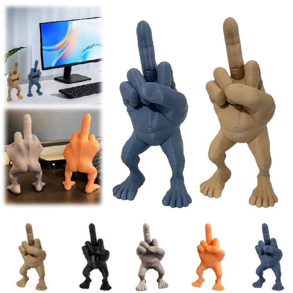 TSYIDUI 2pcs Middle Finger Figure with Legs,Funny Middle Finger Statue with Legs Decoration,Creative Resin Finger Sculpture,Figurine Gag Gifts,Middle Finger Ornament,Decor Desk Accessory (B+BR)