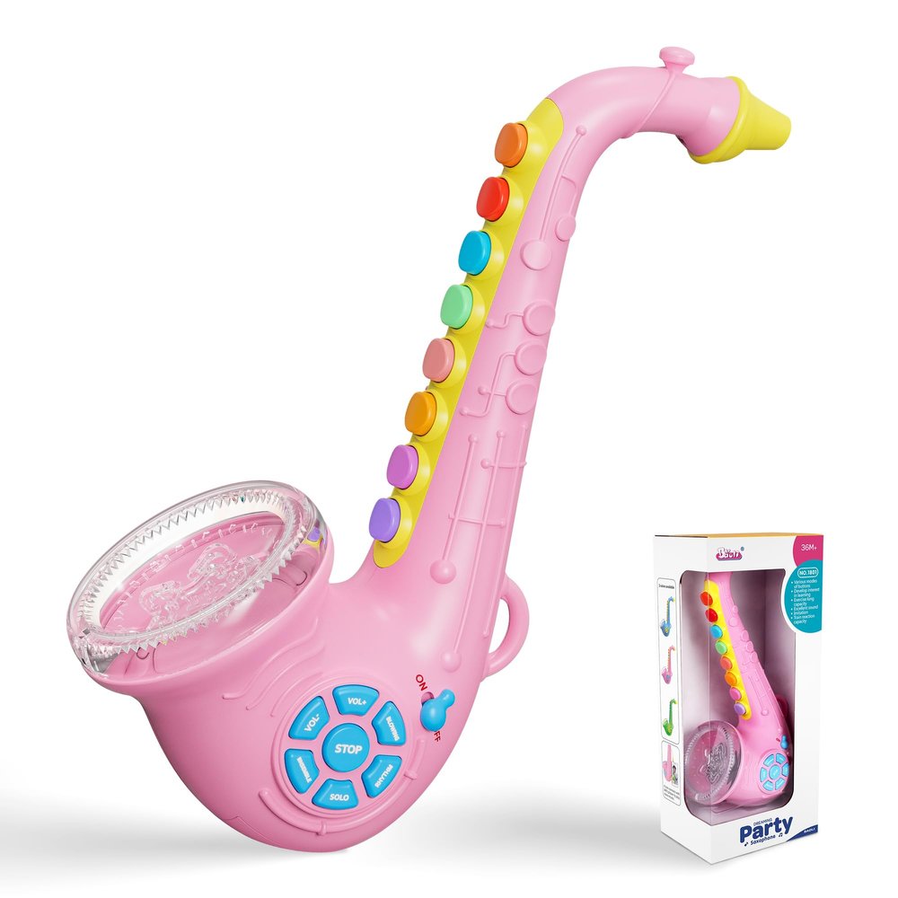 Contixo KT1 Toy Saxophone, Pink Digital Saxaboom, Trumpet, Clarinet with Light & Sound, Early Education Musical Instrument Gift for Toddlers Kids Girls Boys