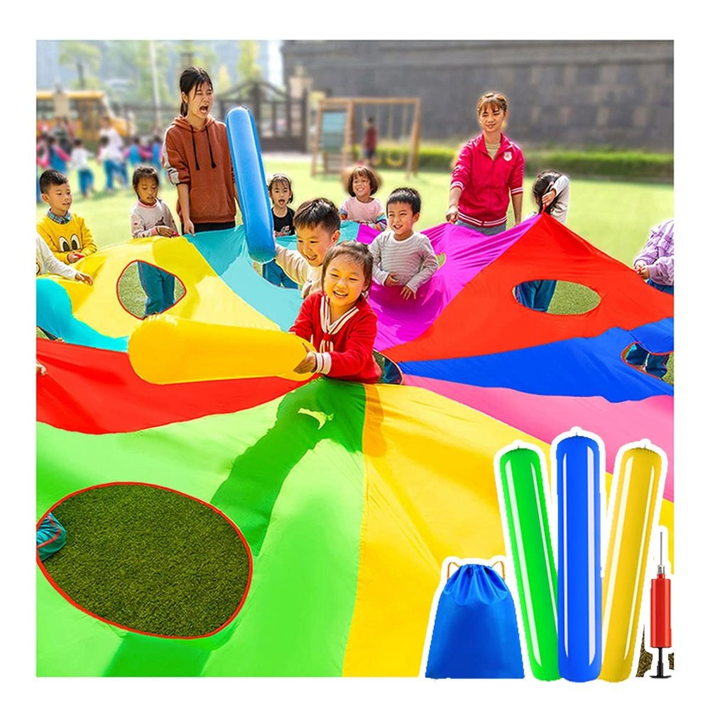 UUNVTOSU Play Parachute Outdoor Beach Game - Parachute Game, Teamwork Parachute Game, Nursery Physical Training Aids Parachute Parachute