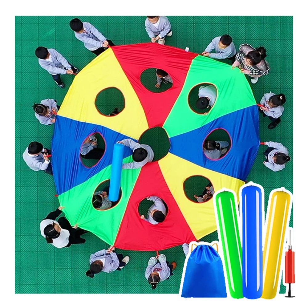 UUNVTOSU Play Parachute Outdoor Beach Game - Parachute Game, Parachute Games for Home/Nursery, Outdoor Teamwork Parachute Game Parachute Parachute