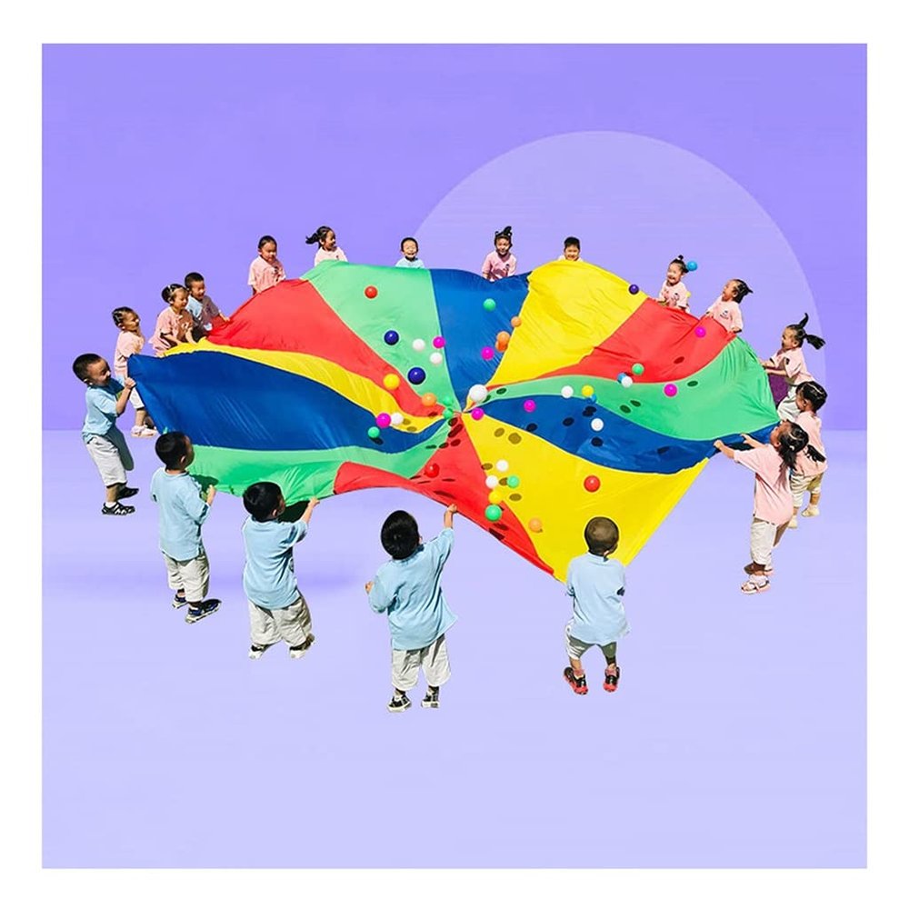 UUNVTOSU Play Parachute Nursery Sensory Game, Nursery Physical Training Resistance Play Parachute Games, Play Parachute for 3-6 Years Old Parachute Parachute(4m/13.1ft)