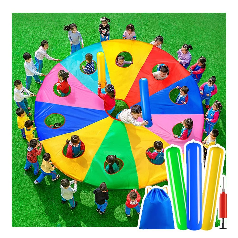 UUNVTOSU Play Parachute Outdoor Beach Game - Parachute Game, Teamwork Parachute Game, Body Balance & Coordination Puzzle Game Parachute Parachute