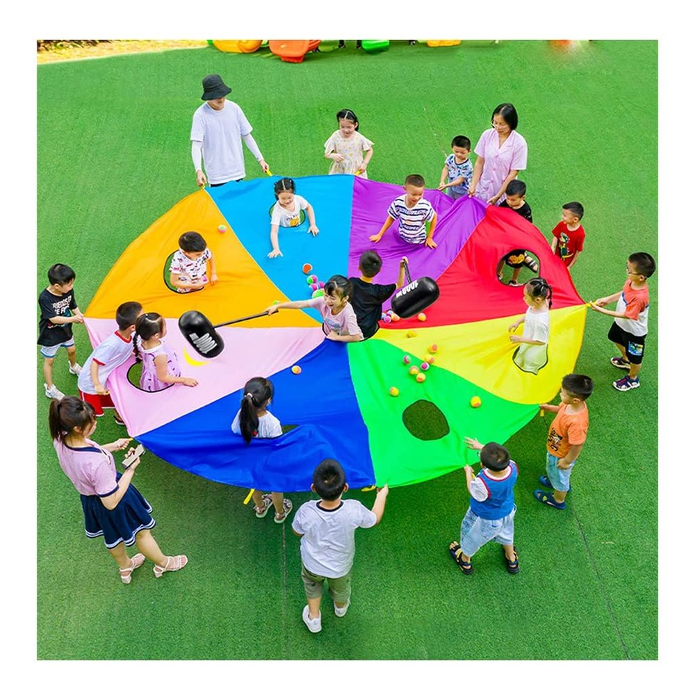 UUNVTOSU Play Parachute Whack-a-mole Game, Rainbow Parachute Sensory Game, Agility & Coordination Training Game Parachute Parachute