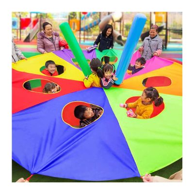 UUNVTOSU Rainbow Parachute with Holes, Nursery School Whack-a-mole Game, Kids Agility Training Parachute Whack-a-mole Parachute Parachute(6m/19.6ft)