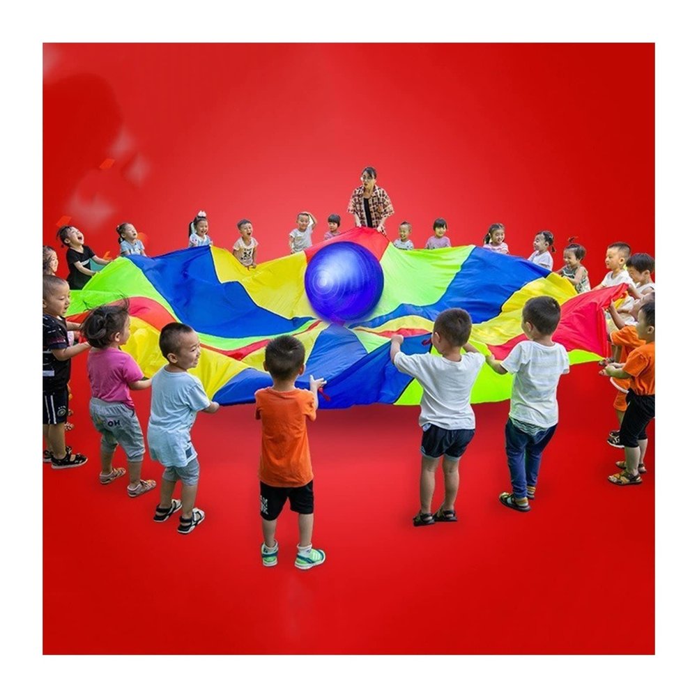 UUNVTOSU Play Parachute Rainbow Parachute with Storage Bag, Nursery Outdoor Activities Parachute, Balance & Coordination Training Parachute Parachute(4m/13.1ft)