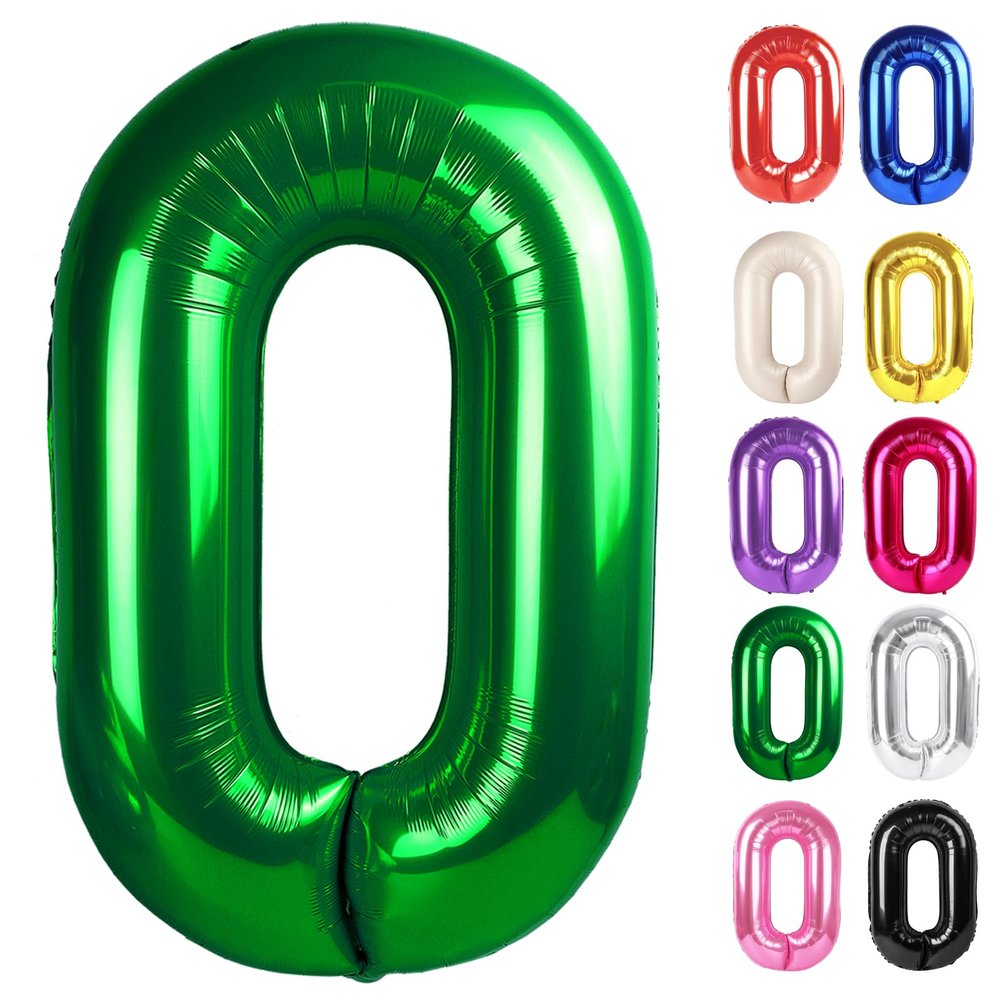 Green Number 0 Balloon 40 Inch, 0 Balloon Numberfor 10th 20th 30th 40th 50th 60th Birthday Decorations, Green Party Supplies for Men Women