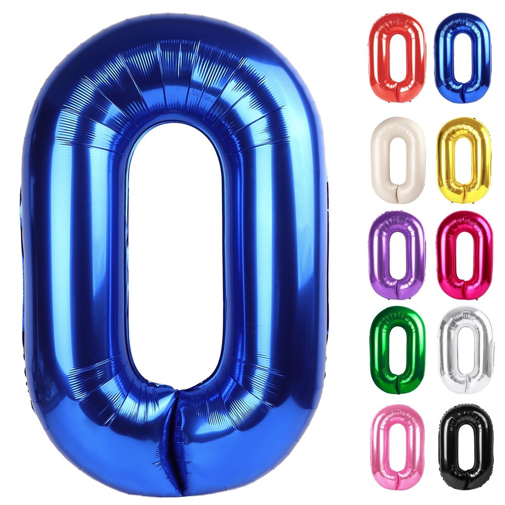 Metallic Blue Number 0 Balloon 40 Inch, 0 Balloon Numberfor 10th 20th 30th 40th 50th 60th Birthday Decorations, Navy Blue Party Supplies for Men Women